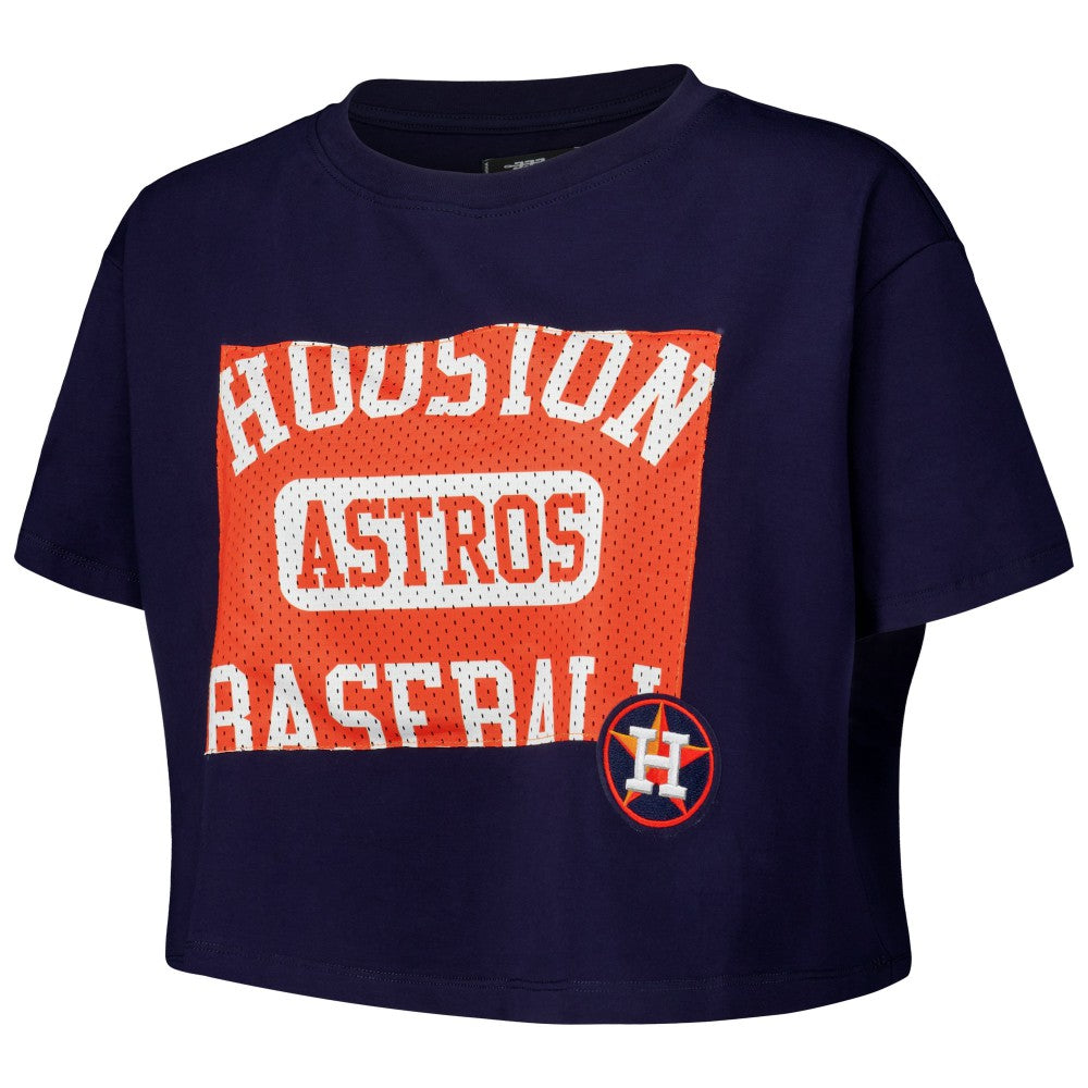 Houston Astros Pro Standard Women's Made To Play Boxy Cropped T-Shirt - Navy