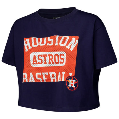 Houston Astros Pro Standard Women's Made To Play Boxy Cropped T-Shirt - Navy