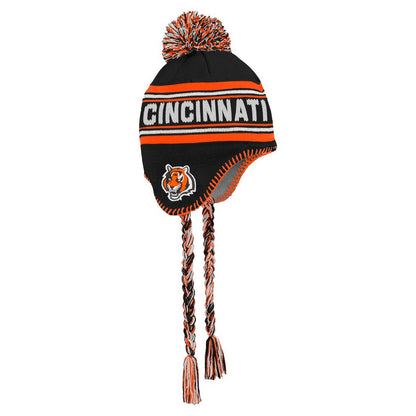 Cincinnati Bengals Youth Jacquard Tassel Knit Hat with Pom - Black discount