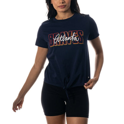 Atlanta Braves The Wild Collective Women's Twist Front T-Shirt - Navy