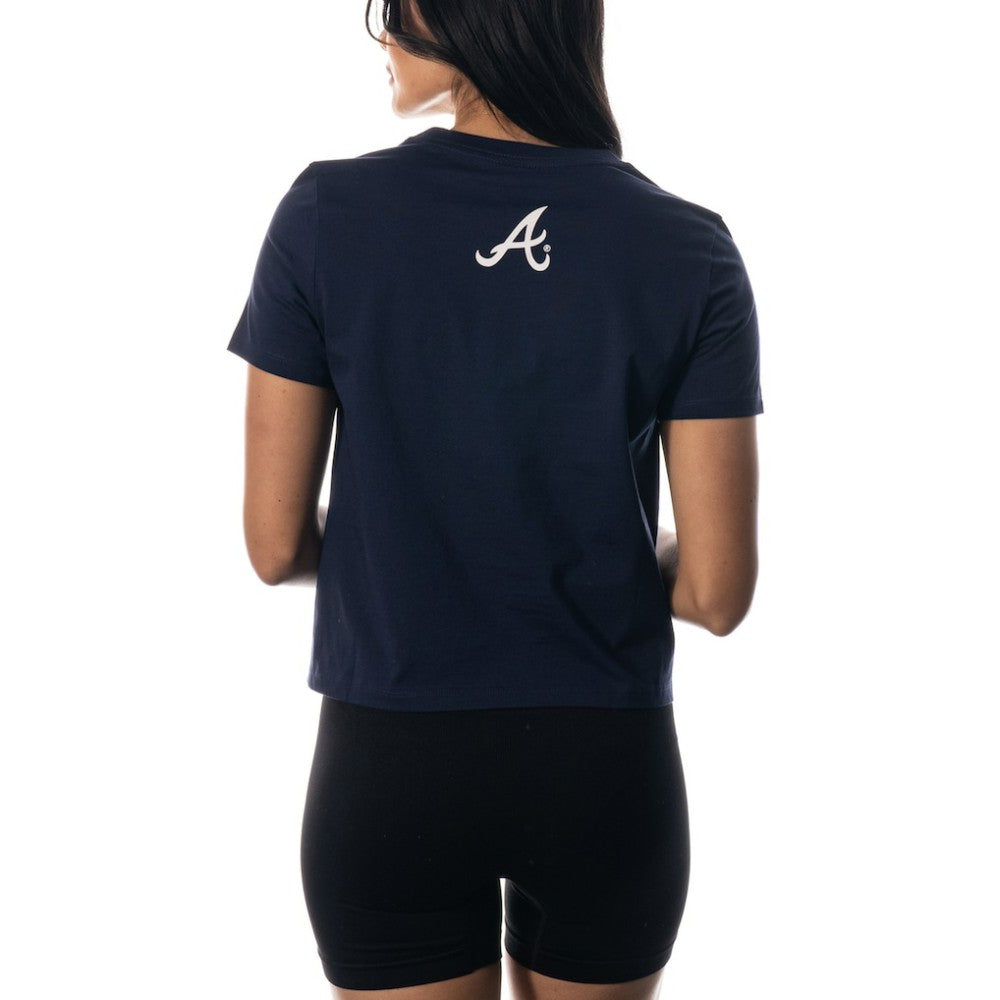 Atlanta Braves The Wild Collective Women's Twist Front T-Shirt - Navy