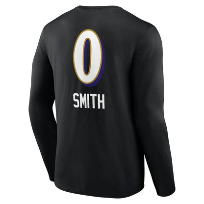 Roquan Smith Baltimore Ravens Team Wordmark Player Name & Number Long Sleeve T-Shirt - Black on sale