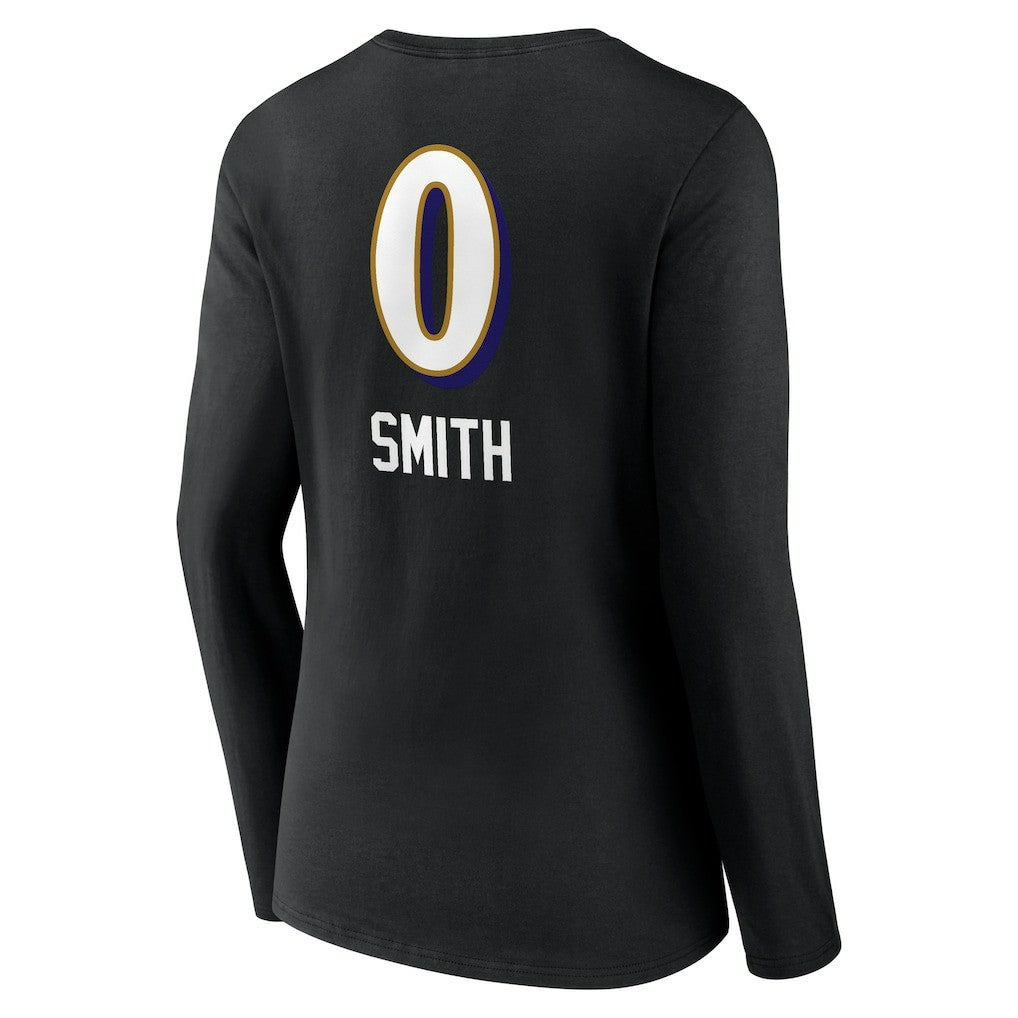 Roquan Smith Baltimore Ravens Women's Team Wordmark Player Name & Number Long Sleeve V-Neck T-Shirt - Black sale