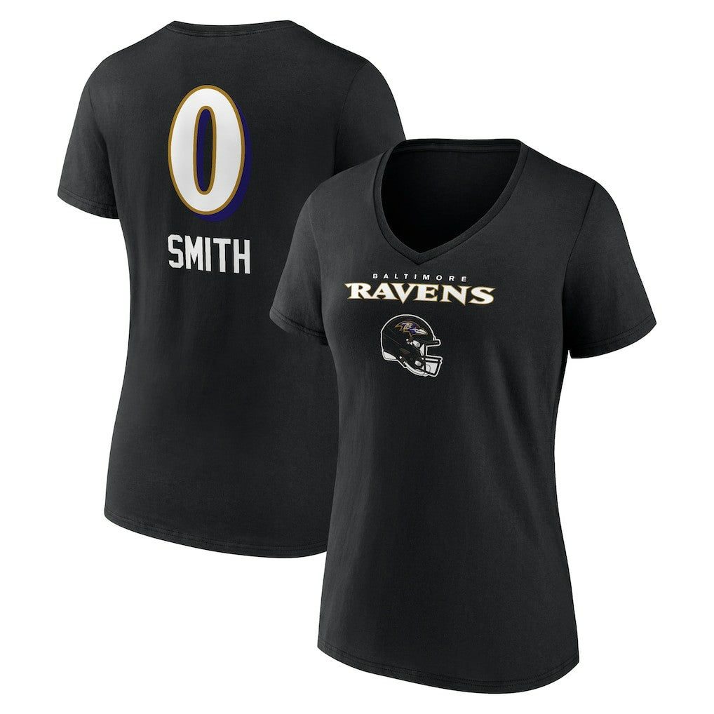 Roquan Smith Baltimore Ravens Women's Team Wordmark Player Name & Number V-Neck T-Shirt - Black online