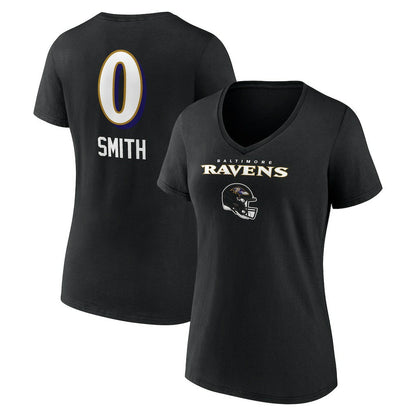 Roquan Smith Baltimore Ravens Women's Team Wordmark Player Name & Number V-Neck T-Shirt - Black online