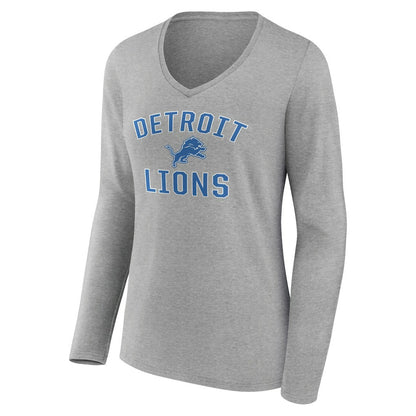 Detroit Lions Women's Victory Arch V-Neck Long Sleeve T-Shirt - Gray for sale