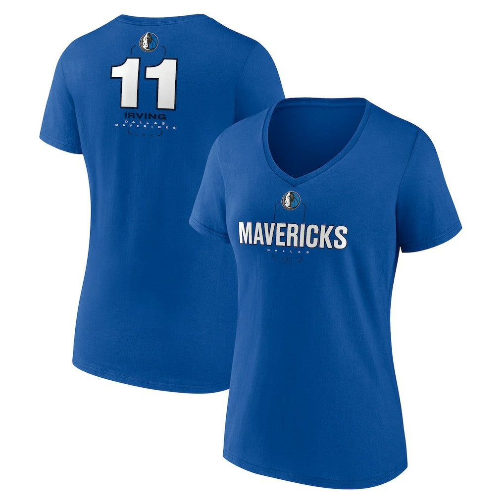 Kyrie Irving Dallas Mavericks Women's Behind The Back Name & Number V-Neck T-Shirt sale - Blue on sale