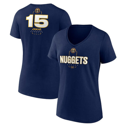 Nikola Jokic Denver Nuggets Women's Behind The Back Name & Number V-Neck T-Shirt sale - Navy online