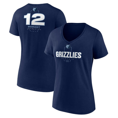 Ja Morant Memphis Grizzlies Women's Behind The Back Name & Number V-Neck T-Shirt - Navy cheap