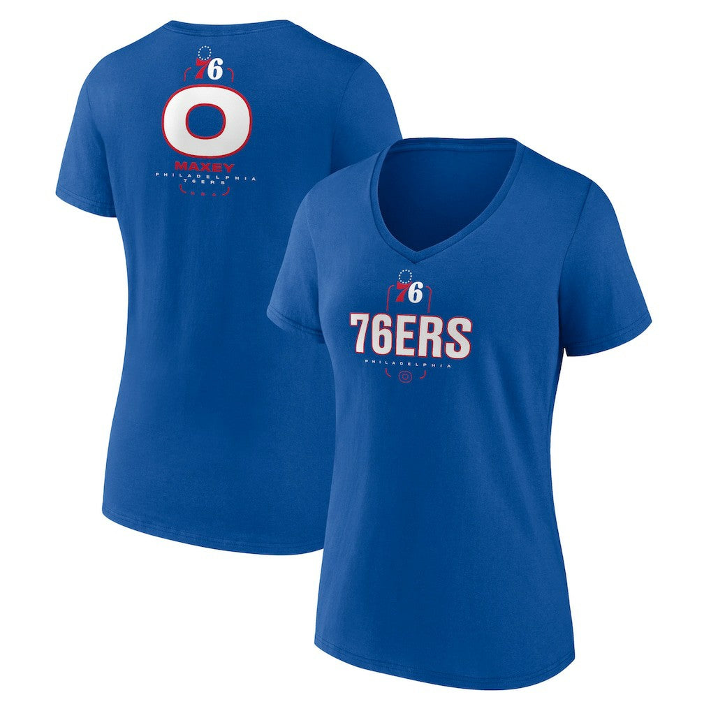 Tyrese Maxey Philadelphia 76ers Women's Behind The Back Name & Number V-Neck T-Shirt - Royal shop