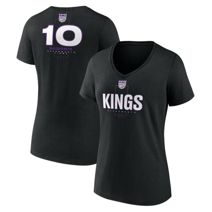 Domantas Sabonis Sacramento Kings Women's Behind The Back Name & Number V-Neck T-Shirt - Black sale