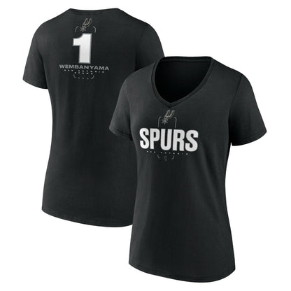 Victor Wembanyama San Antonio Spurs Women's Behind The Back Name & Number V-Neck T-Shirt - Black for sale