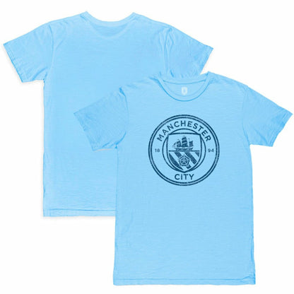 Manchester City 1863FC Mono Crest Slub T-Shirt - Sky Blue shop