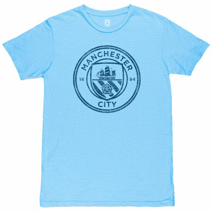 Manchester City 1863FC Mono Crest Slub T-Shirt - Sky Blue shop