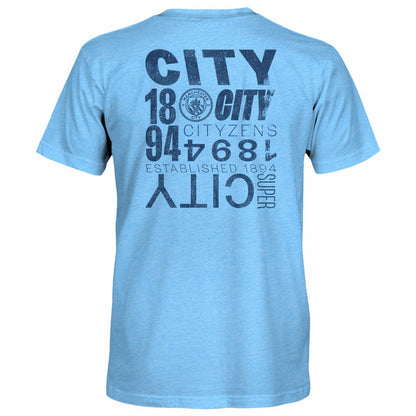 Manchester City 1863FC Front Back Text Twisted Tri-Blend Slub T-Shirt - Sky Blue shop