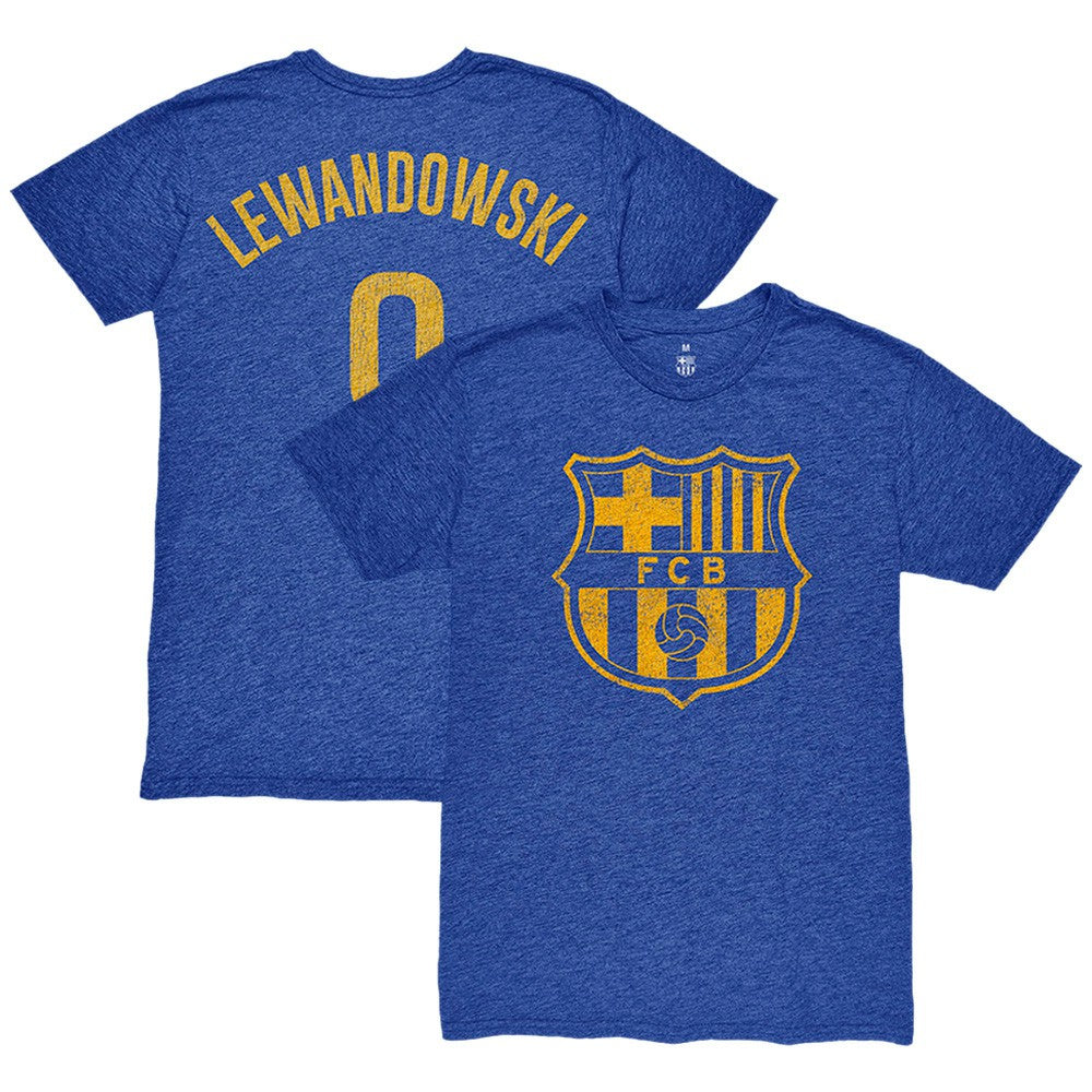 Robert Lewandowski Barcelona 1863FC Player Name & Number Twisted Tri-Blend Slub T-Shirt - Heather Royal shop