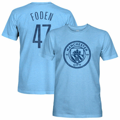 Phil Foden Manchester City 1863FC Player Name & Number Twisted Tri-Blend Slub T-Shirt - Sky Blue online