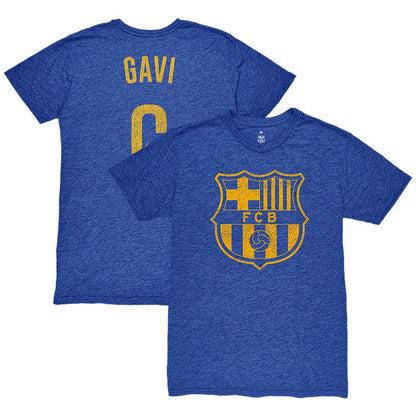 Gavi Barcelona 1863FC Player Name & Number Twisted Tri-Blend Slub T-Shirt - Heather Royal discount