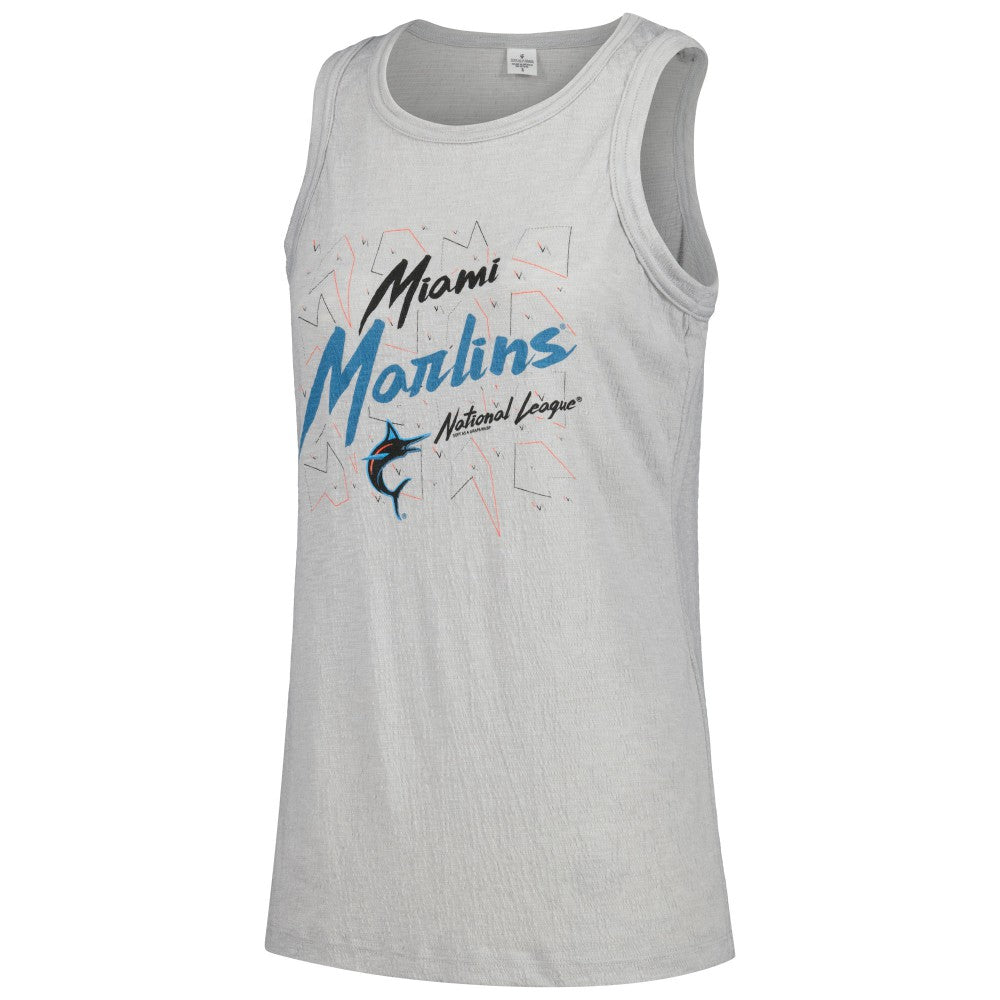 Miami Marlins Soft as a Grape Women's Gauze High Neck Tank Top - Gray