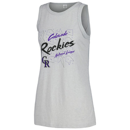 Colorado Rockies Soft as a Grape Women's Gauze High Neck Tank Top - Gray