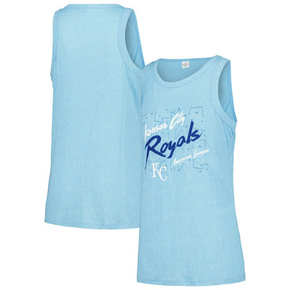 Kansas City Royals Soft as a Grape Women's Gauze High Neck Tank Top - Light Blue
