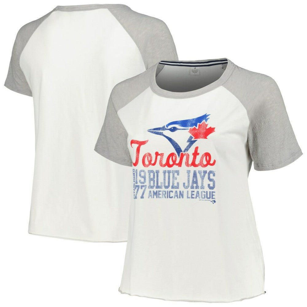 Toronto Blue Jays Soft as a Grape Women's Plus Size Baseball Raglan T-Shirt - White