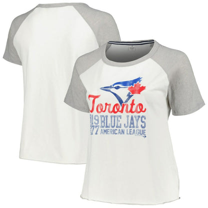 Toronto Blue Jays Soft as a Grape Women's Plus Size Baseball Raglan T-Shirt - White