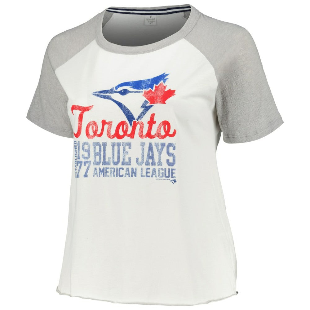 Toronto Blue Jays Soft as a Grape Women's Plus Size Baseball Raglan T-Shirt - White