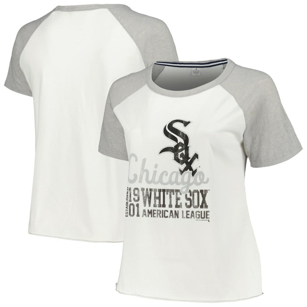 Chicago White Sox Soft as a Grape Women's Plus Size Baseball Raglan T-Shirt - White