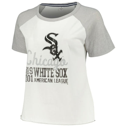 Chicago White Sox Soft as a Grape Women's Plus Size Baseball Raglan T-Shirt - White
