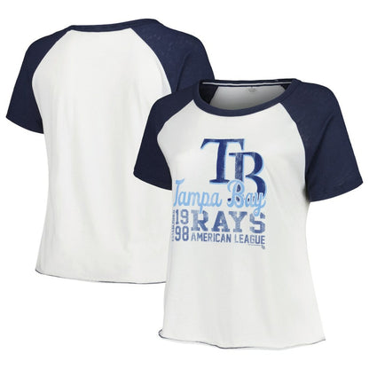 Tampa Bay Rays Soft as a Grape Women's Plus Size Baseball Raglan T-Shirt - White
