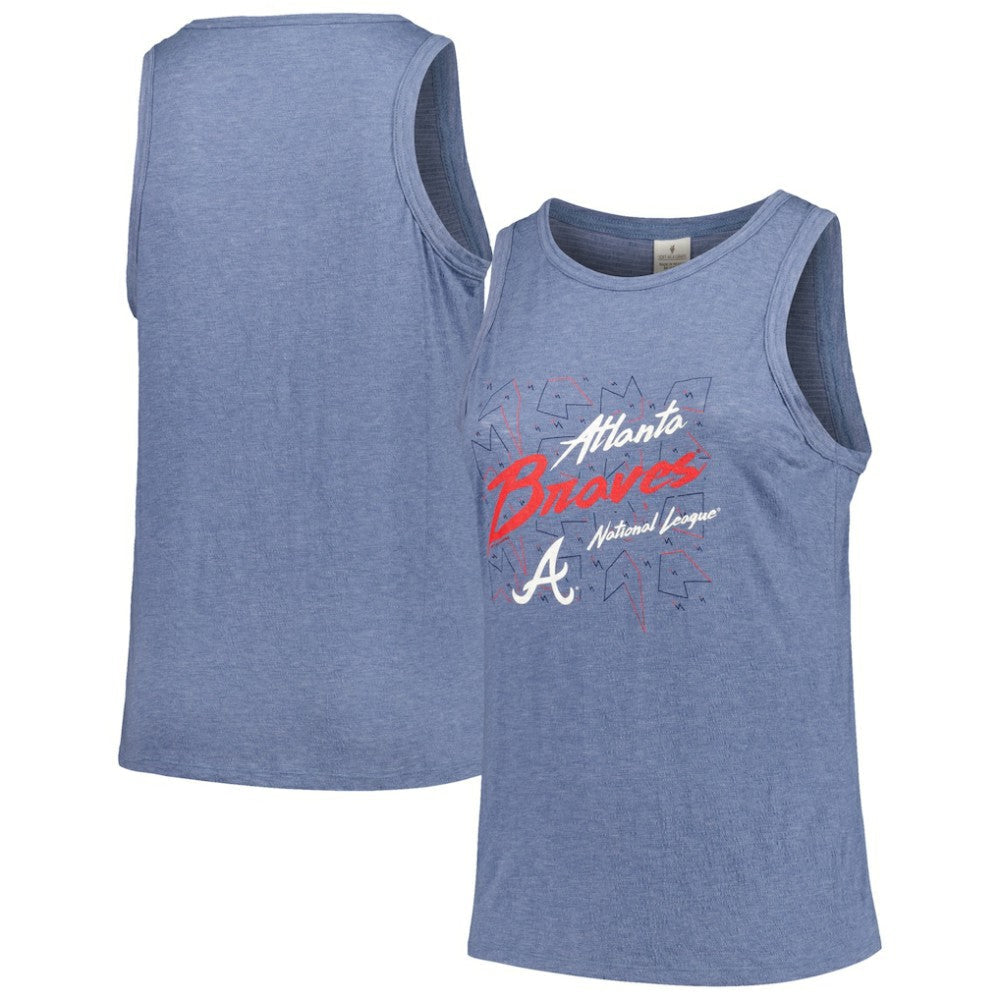 Atlanta Braves Soft as a Grape Women's Plus Size Curvy High Neck Tri-Blend Tank Top - Navy