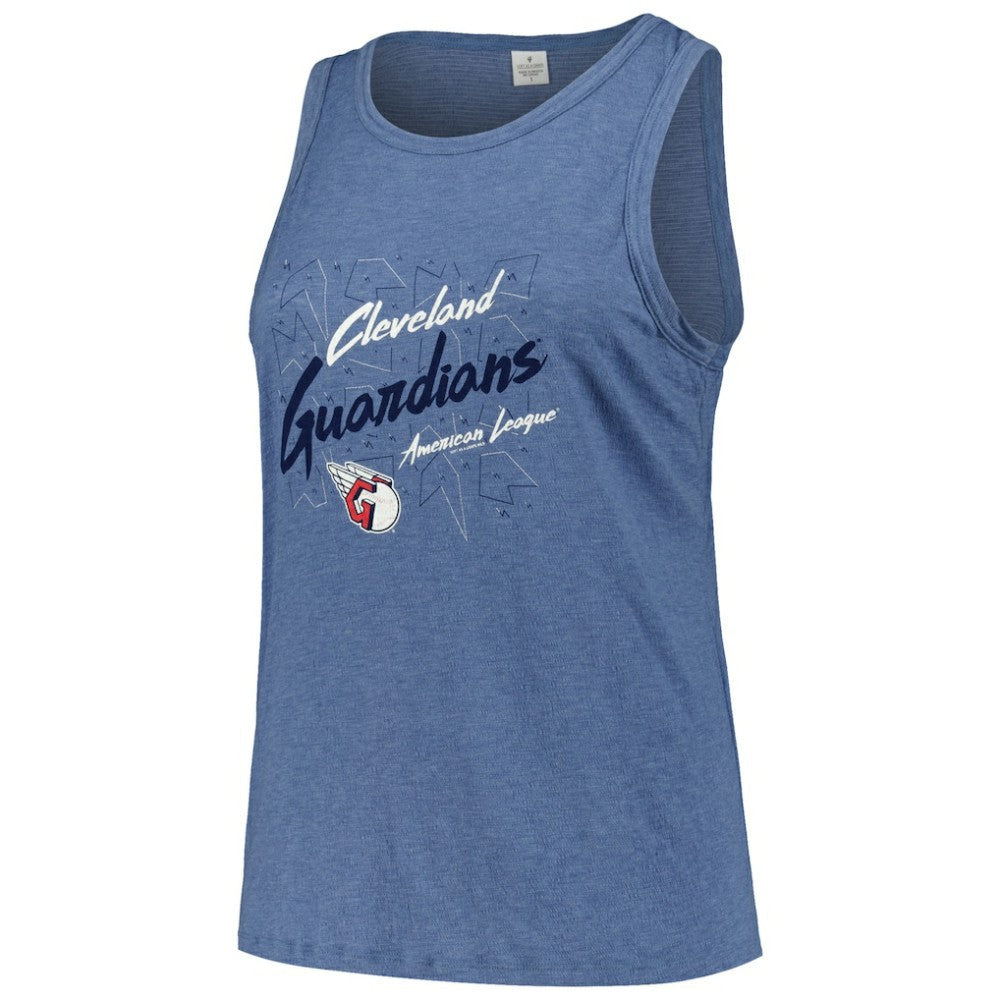 Cleveland Guardians Soft as a Grape Women's Plus Size Curvy High Neck Tri-Blend Tank Top - Navy