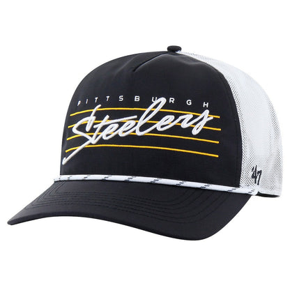 Pittsburgh Steelers '47 Downburst Relaxed Hitch Trucker Adjustable Hat - Black/White for sale
