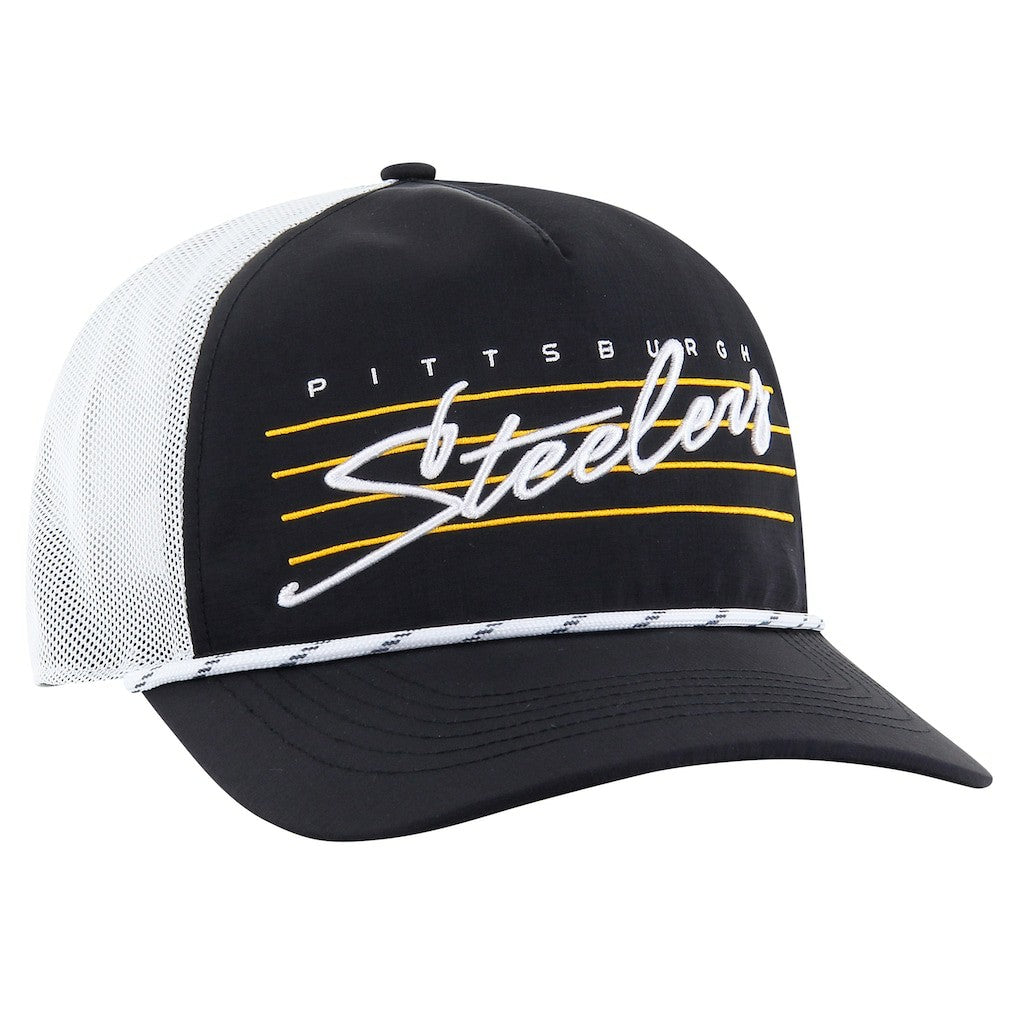 Pittsburgh Steelers '47 Downburst Relaxed Hitch Trucker Adjustable Hat - Black/White for sale
