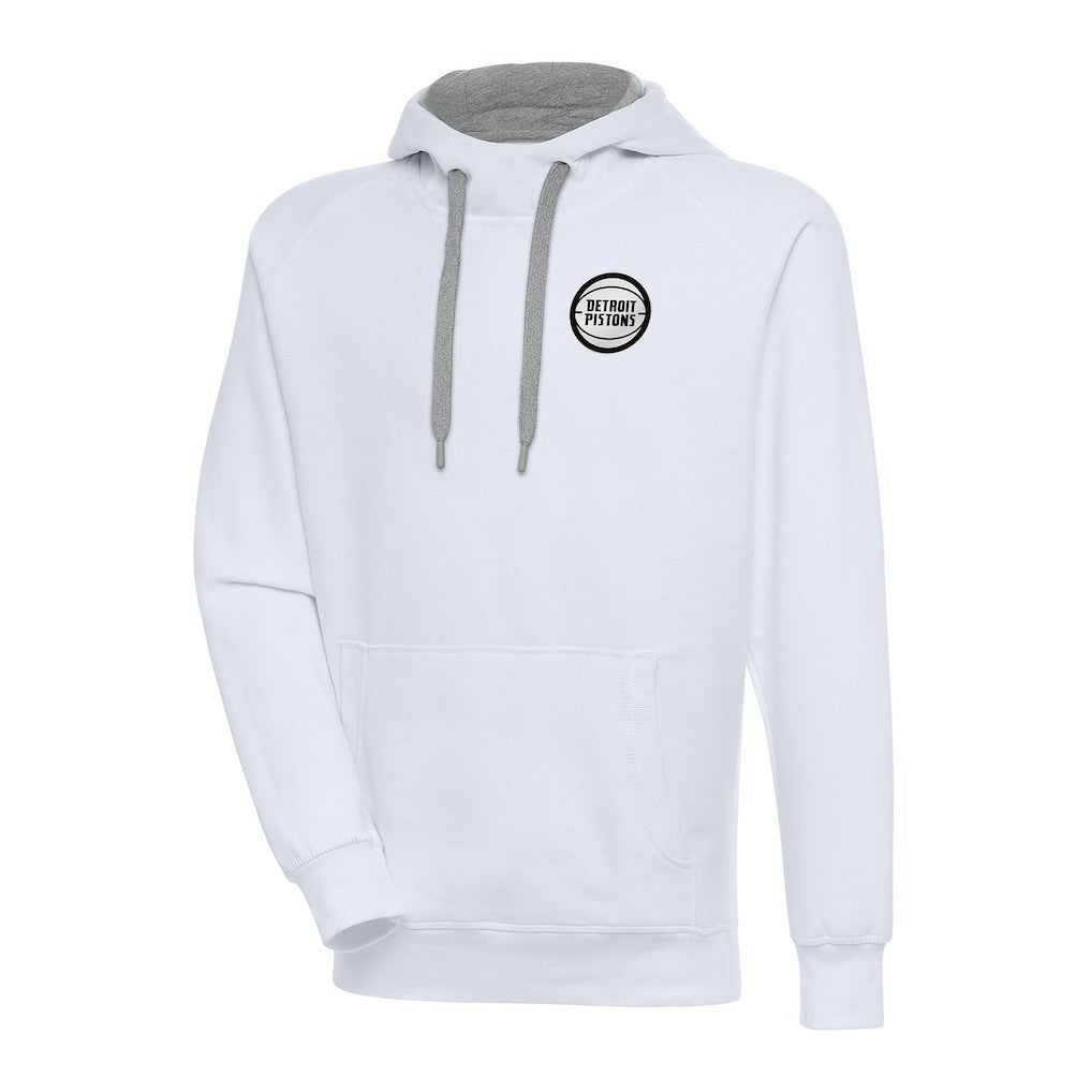 Detroit Pistons Antigua Metallic Logo Victory Pullover Hoodie sale - White sale