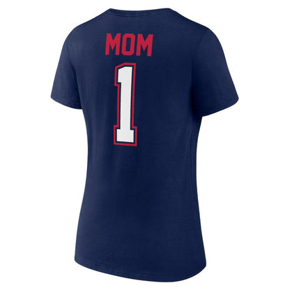 Atlanta Braves Women's Plus Size Mother's Day #1 Mom V-Neck T-Shirt - Navy