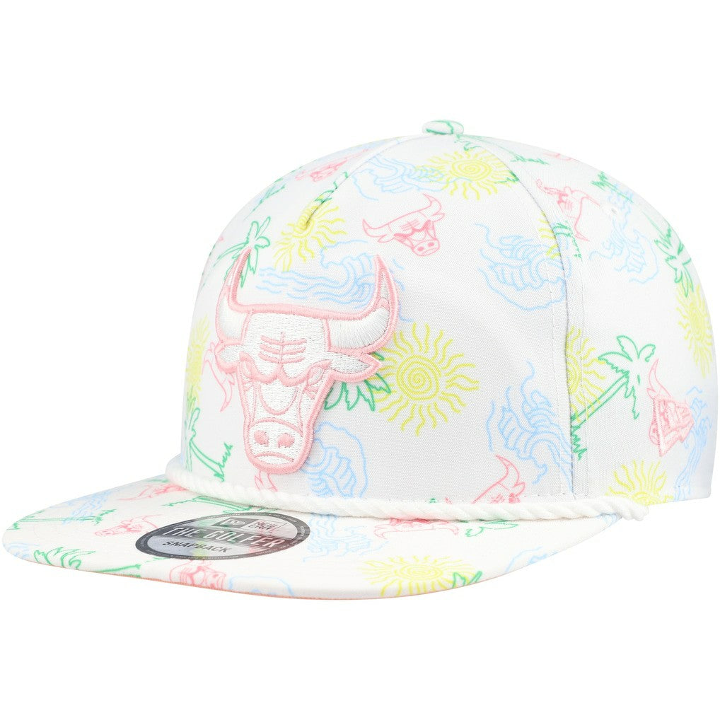 Chicago Bulls Palm Trees and Waves Golfer Adjustable Hat - White | New Era shop
