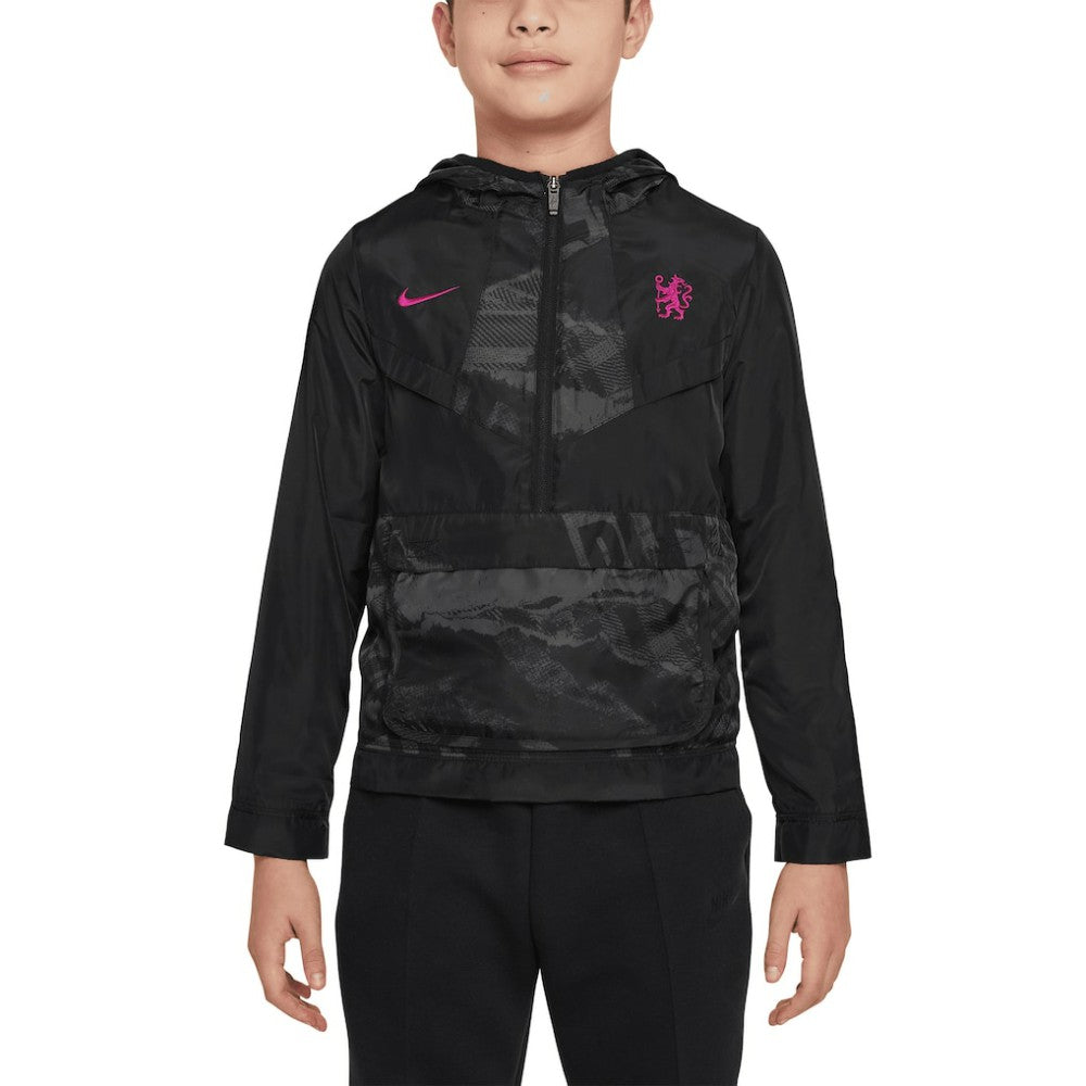 Chelsea Youth Amplify Windrunner Anorak Half-Zip Hoodie Jacket - Black | Nike shop