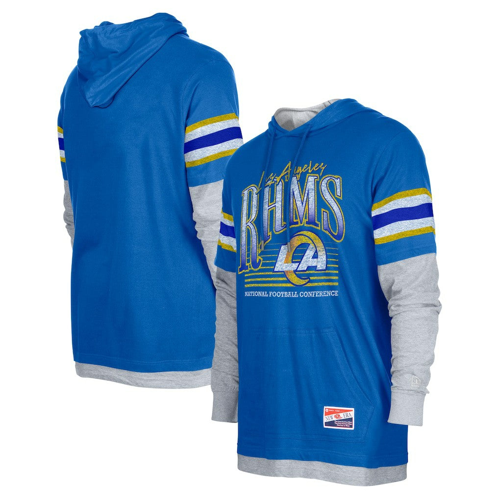 Los Angeles Rams New Era Twofer Long Sleeve Hooded T-Shirt - Royal cheap