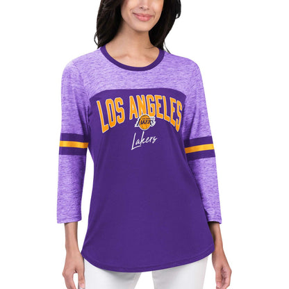 Los Angeles Lakers G-III 4Her by Carl Banks Women's Play the Game 3/4-Sleeve T-Shirt - Purple cheap