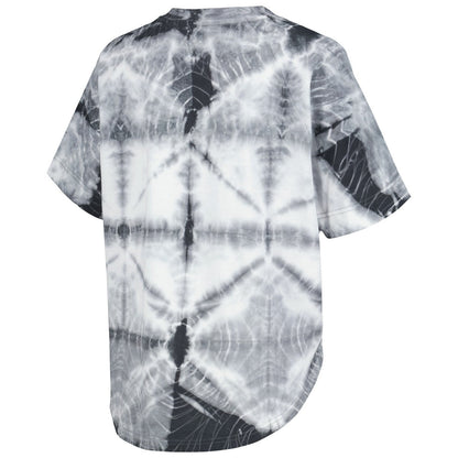 Los Angeles Lakers G-III 4Her by Carl Banks Women's Tournament Raglan Oversized Tie-Dye V-Neck T-Shirt - Black outlet