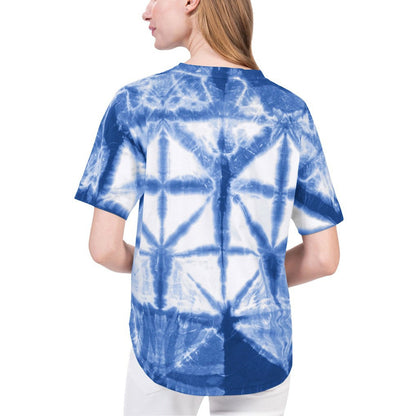 Philadelphia 76ers G-III 4Her by Carl Banks Women's Tournament Raglan Oversized Tie-Dye V-Neck T-Shirt - Royal discount