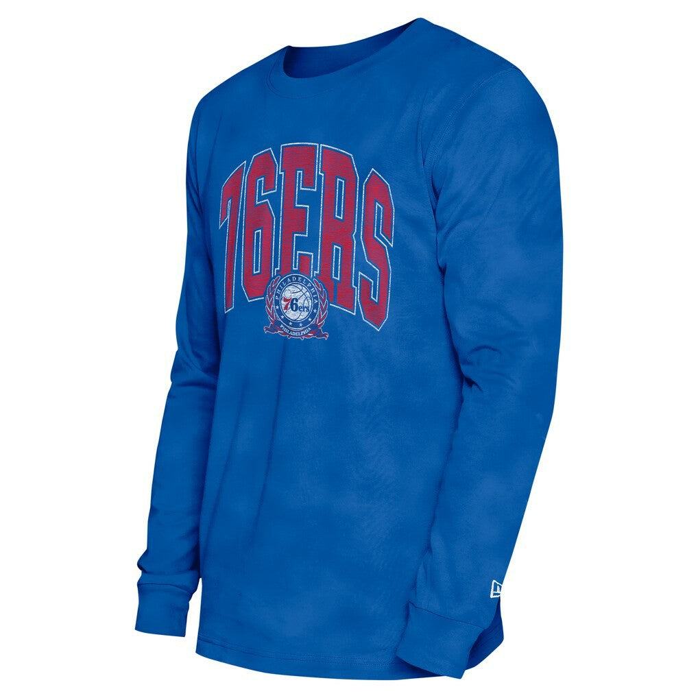 Philadelphia 76ers Unisex Oversized Essentials Enzyme Wash Long Sleeve T-Shirt - Royal | New Era cheap