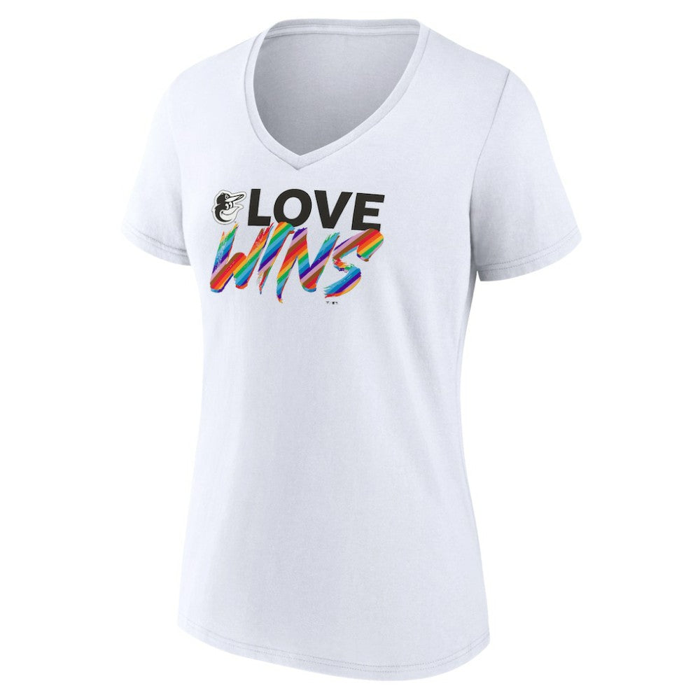 Baltimore Orioles Women's Love Wins V-Neck T-Shirt - White
