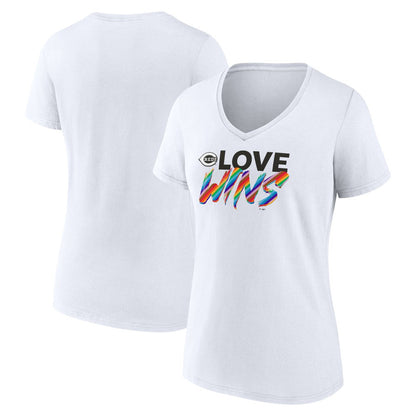 Cincinnati Reds Women's Love Wins V-Neck T-Shirt - White