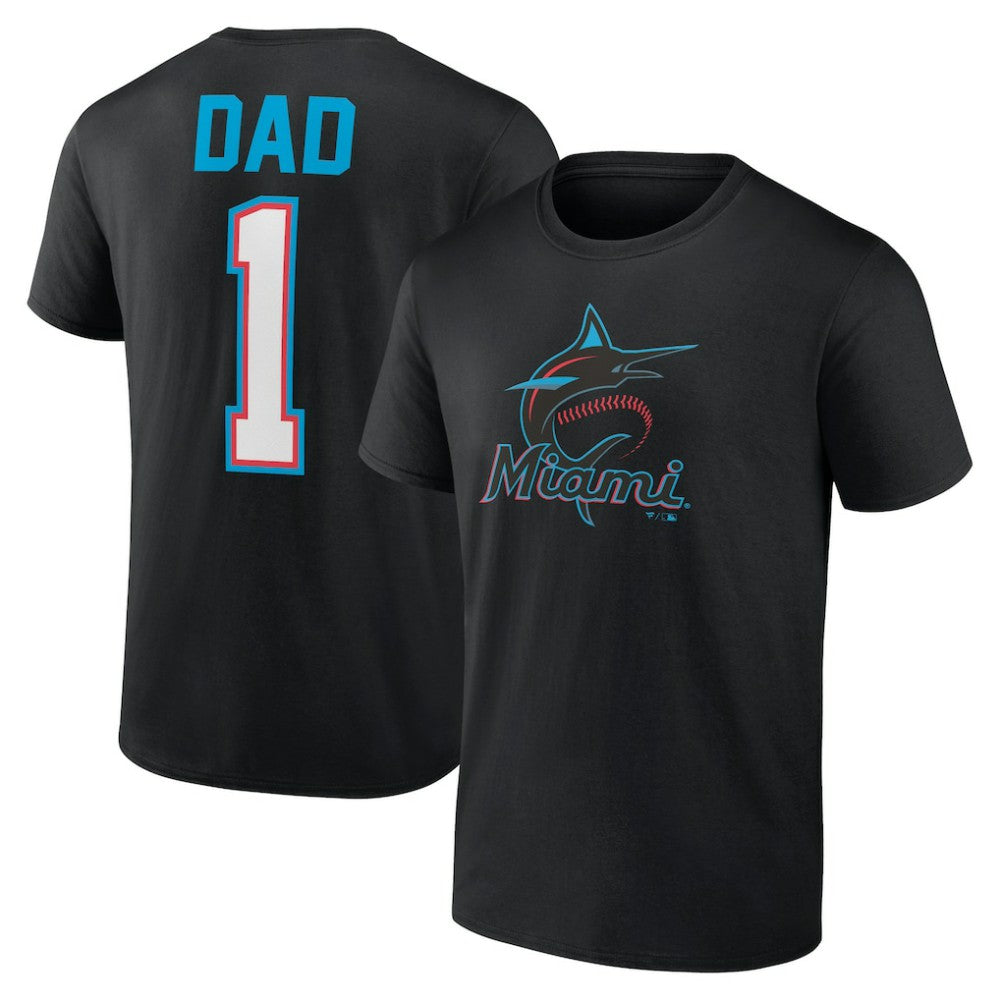 Miami Marlins Father's Day #1 Dad T-Shirt - Black