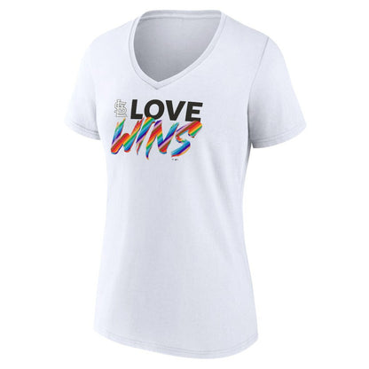St. Louis Cardinals Women's Love Wins V-Neck T-Shirt - White