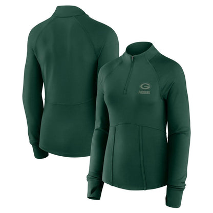 Green Bay Packers Women's Elements Raglan Quarter-Zip Jacket - Green for sale