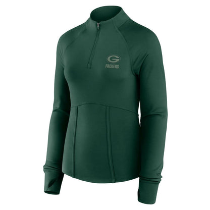 Green Bay Packers Women's Elements Raglan Quarter-Zip Jacket - Green for sale